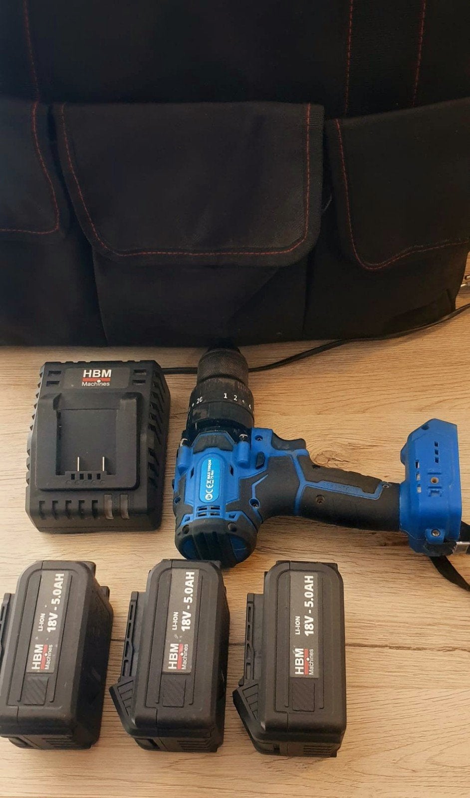 HBM Machines 20V Accu Gereedschap Set - Compleet, Doe-het-zelf en Verbouw, Gereedschap | Boormachines, Ophalen, Zo goed als nieuw