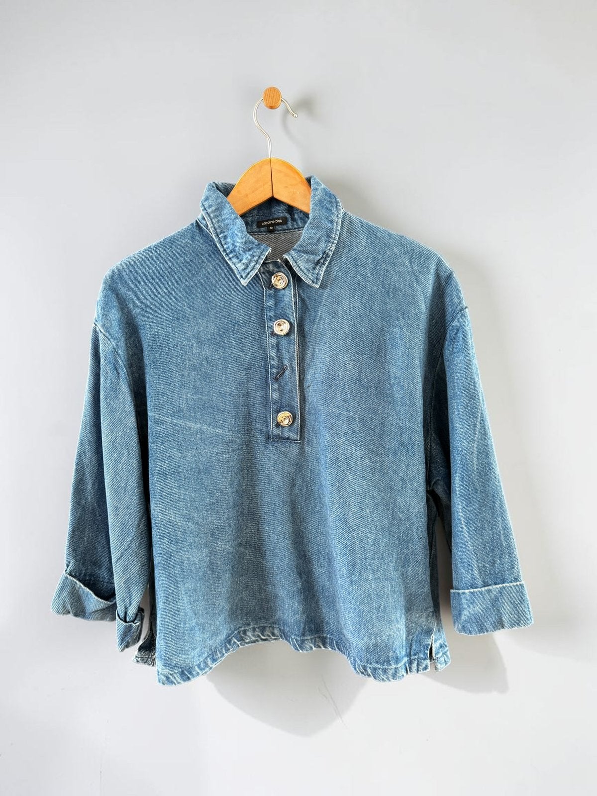 Caroline Biss denim jeans blouse blauw maat 40 L large, Ophalen of Verzenden, Zo goed als nieuw, Maat 38/40 (M), Blauw