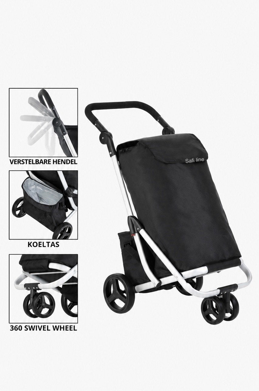 3-Wheel Boodschappentrolley - Boodschappenwagen met koeltas, Sieraden, Tassen en Uiterlijk, Tassen | Reistassen en Weekendtassen