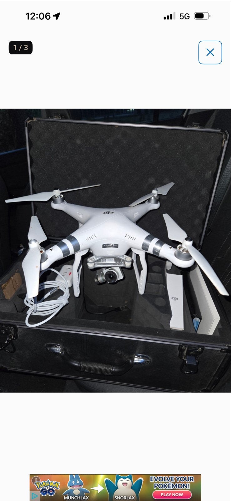 DJI Phantom 3 Standard Drone met Koffer en Accessoires, Gebruikt, Cameradrone, 900 gram tot 4 kilo, 15 tot 30 minuten