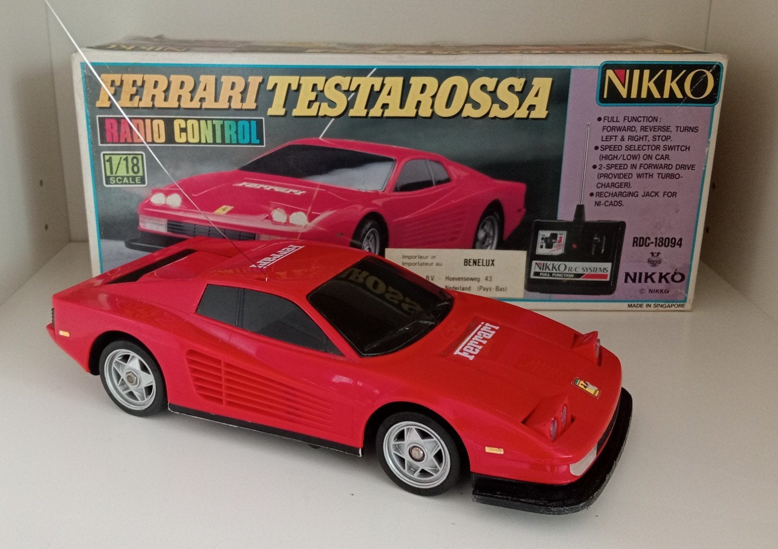 Vintage RC Nikko Ferrari Testarossa, Ophalen of Verzenden, Zo goed als nieuw, Overige schalen, Auto offroad