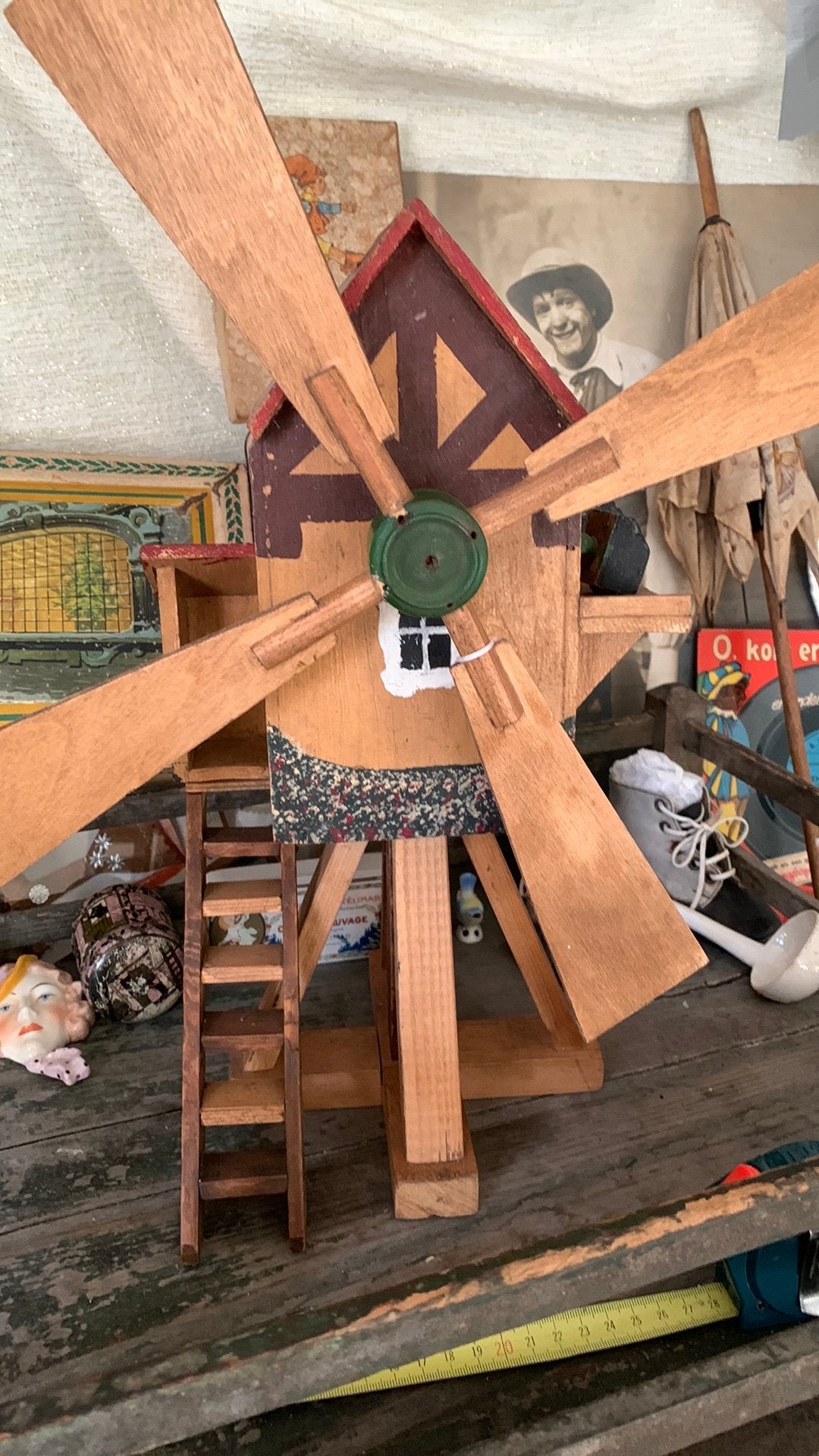 Unieke handgemaakte houten windmolen - Volkskunst, Ophalen of Verzenden