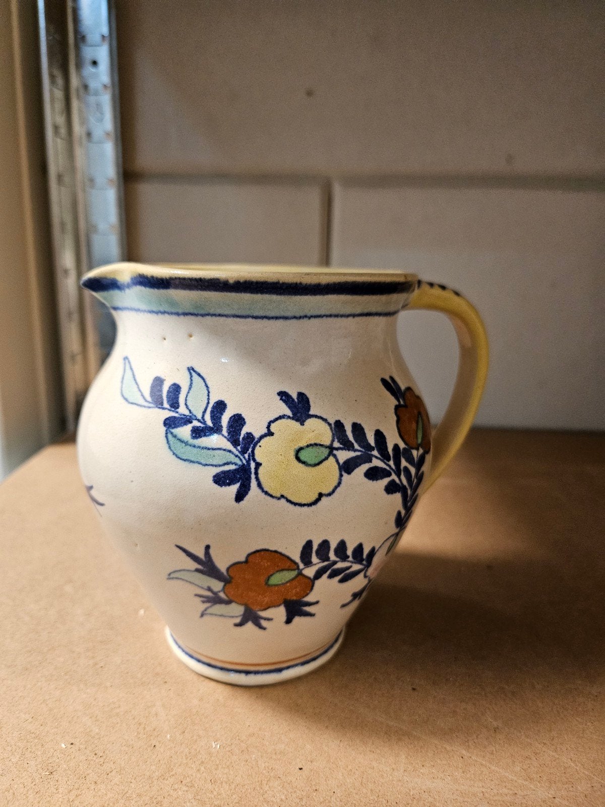 Vintage Glans Plateel kan met bloemmotief, Antiek en Kunst, Antiek | Keramiek en Aardewerk, Ophalen of Verzenden