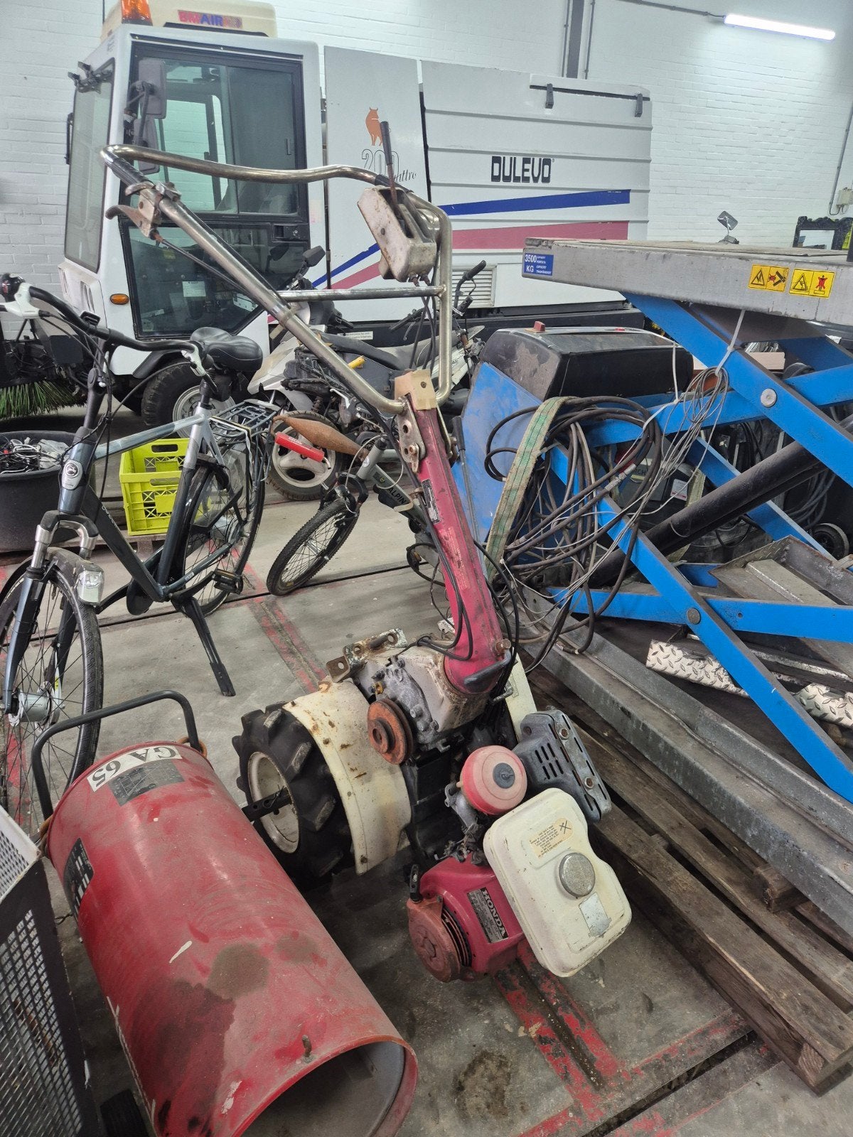 Honda 2 wielige tuintrekker met kar en bezem, Ophalen, Gebruikt, Overige merken