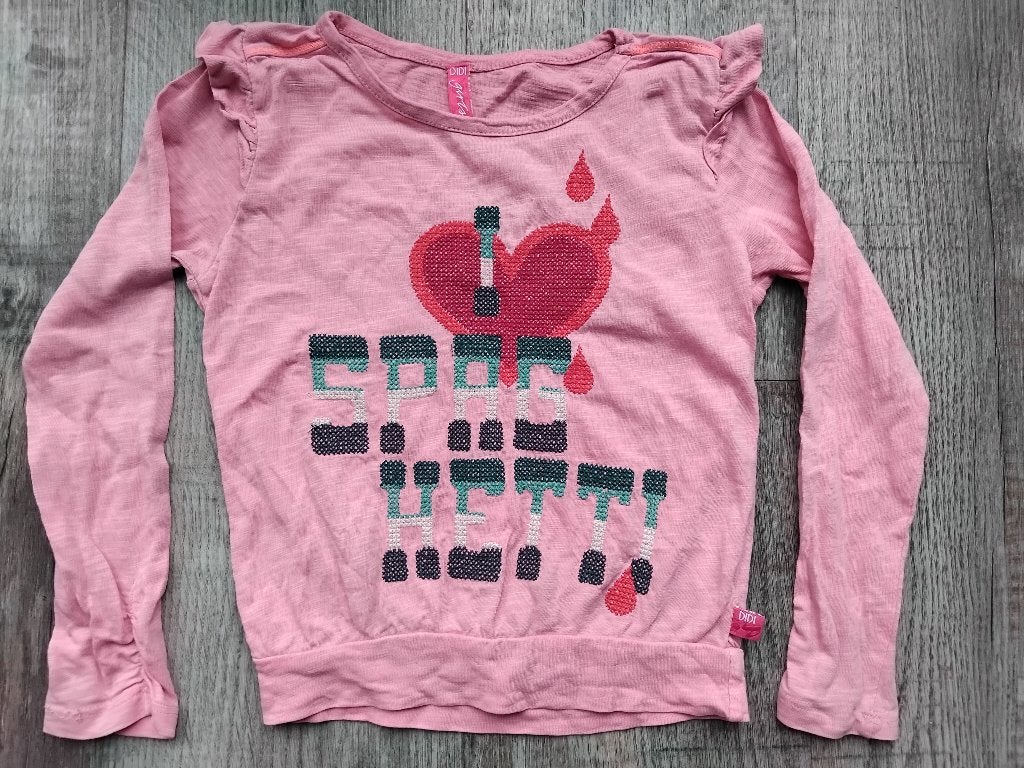 Didi longsleeve roze maat 104 I love spaghetti T-shirt, Meisje, Ophalen of Verzenden, Zo goed als nieuw, Didi