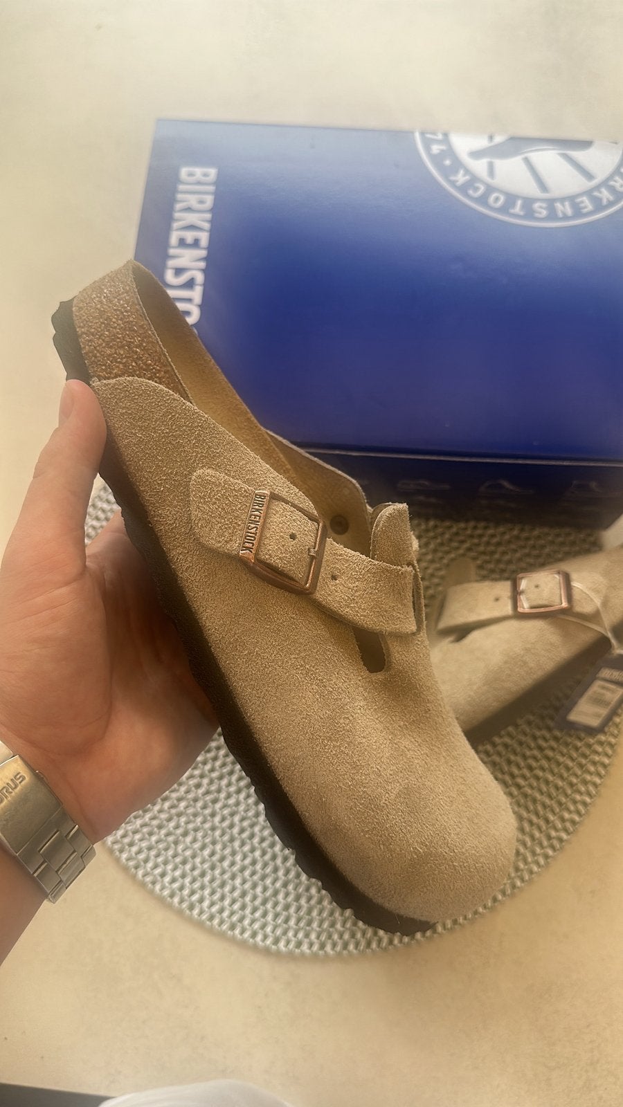 Birkenstocks Boston BS Taupe, Kleding | Heren, Schoenen, Overige kleuren, Nieuw, Ophalen of Verzenden, Pantoffels of Sloffen