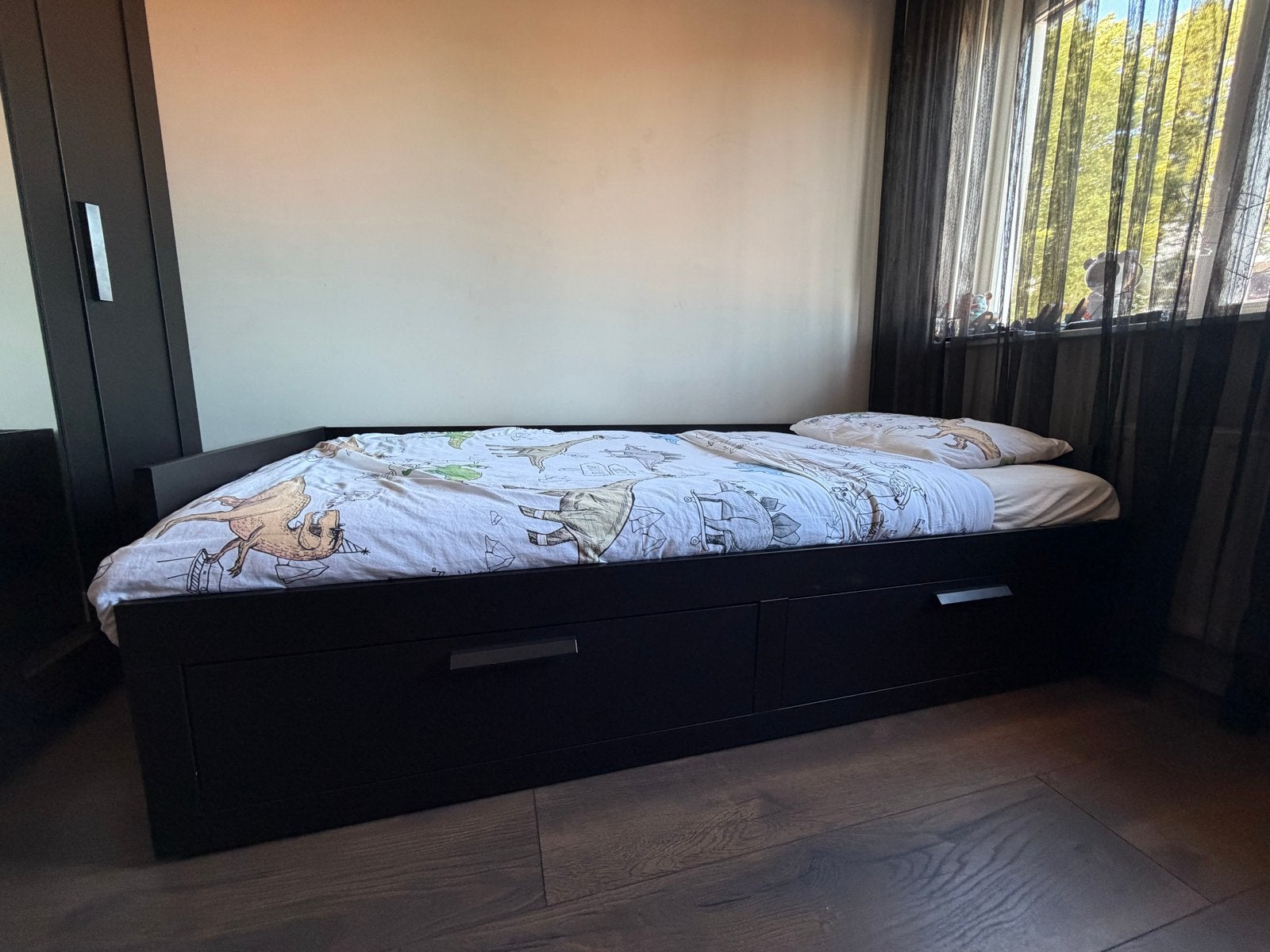 IKEA Brimnes Bed 80x200 met opberglades, Ophalen, Gebruikt, Eenpersoons, Zwart