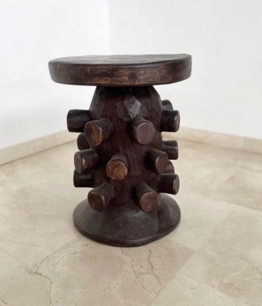 Massief houten bijzettafel design, Minder dan 55 cm, Rond, Zo goed als nieuw, Hout