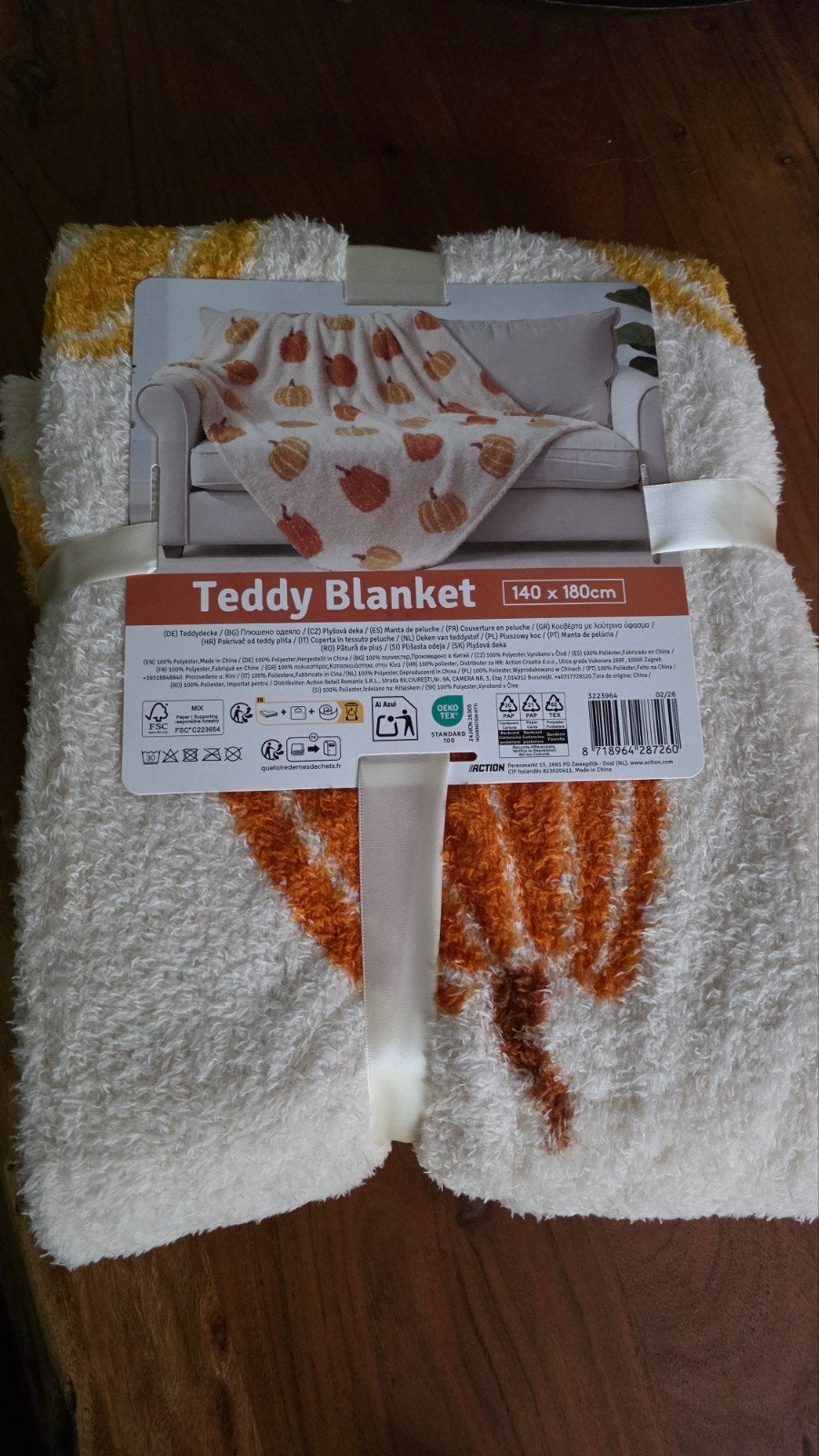 Teddy Deken met Pompoenprint - 140x180 cm, Ophalen of Verzenden, Nieuw