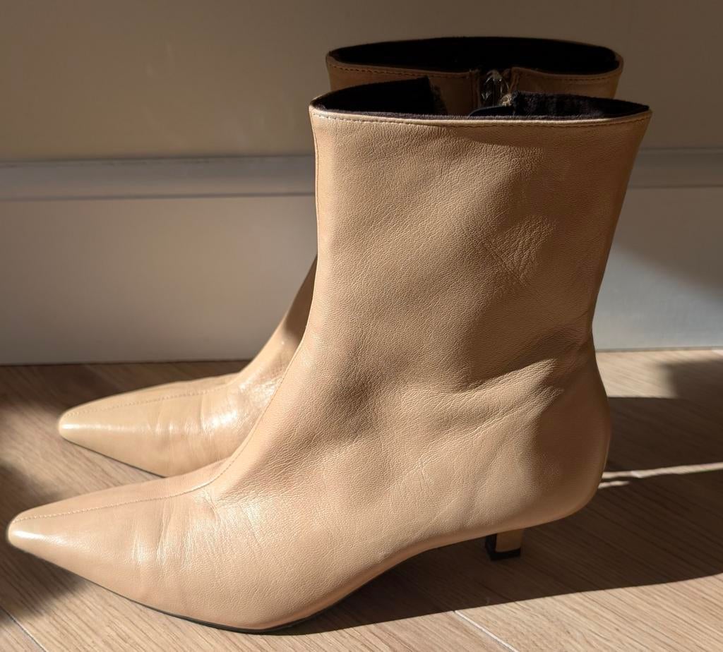 Zara leren enkellaarsjes - Zo goed als nieuw, Overige kleuren, Zara, Ophalen of Verzenden, Zo goed als nieuw