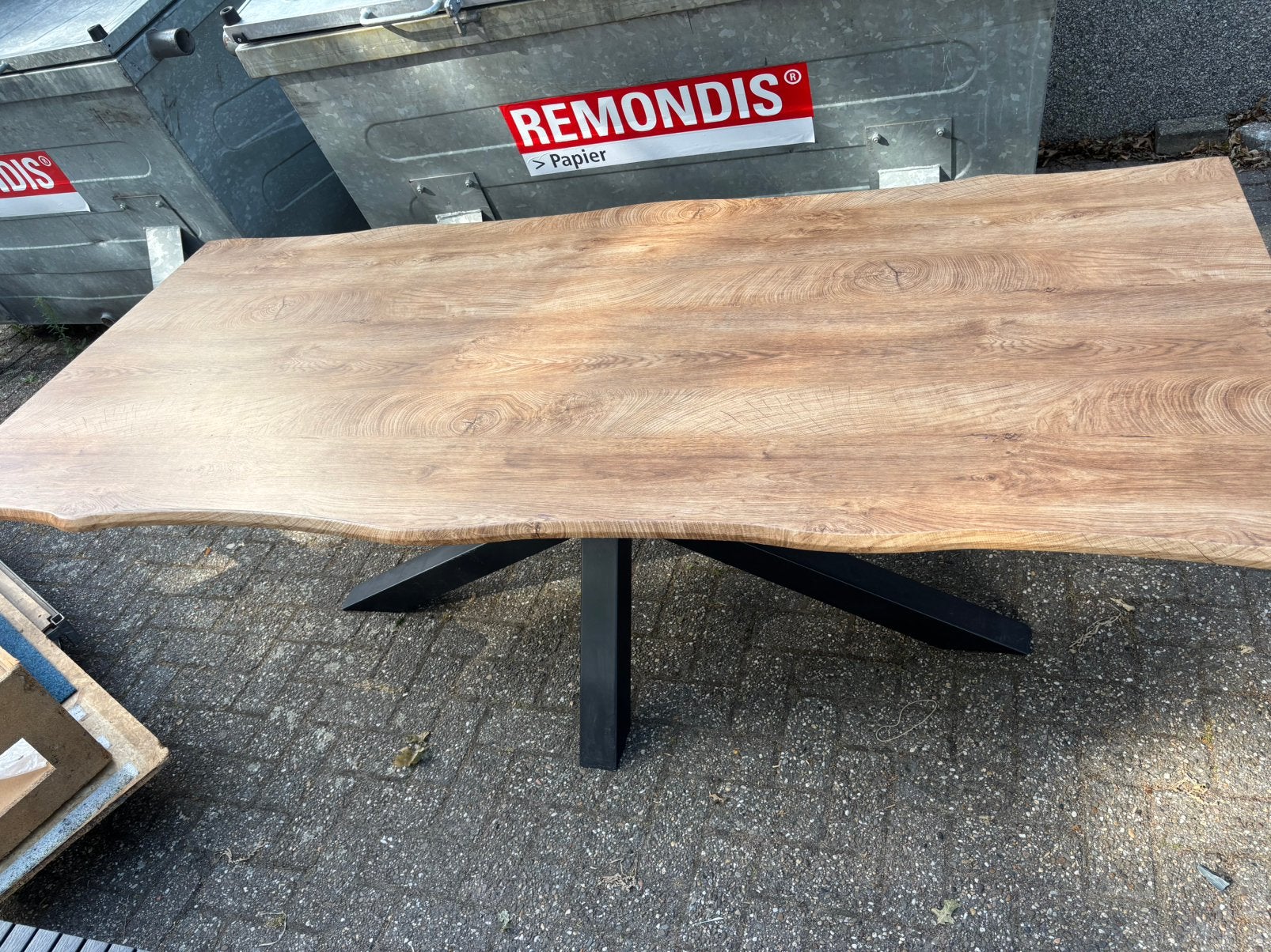 Massief houten tafel, Ophalen, 200 cm of meer, 50 tot 100 cm, Zo goed als nieuw