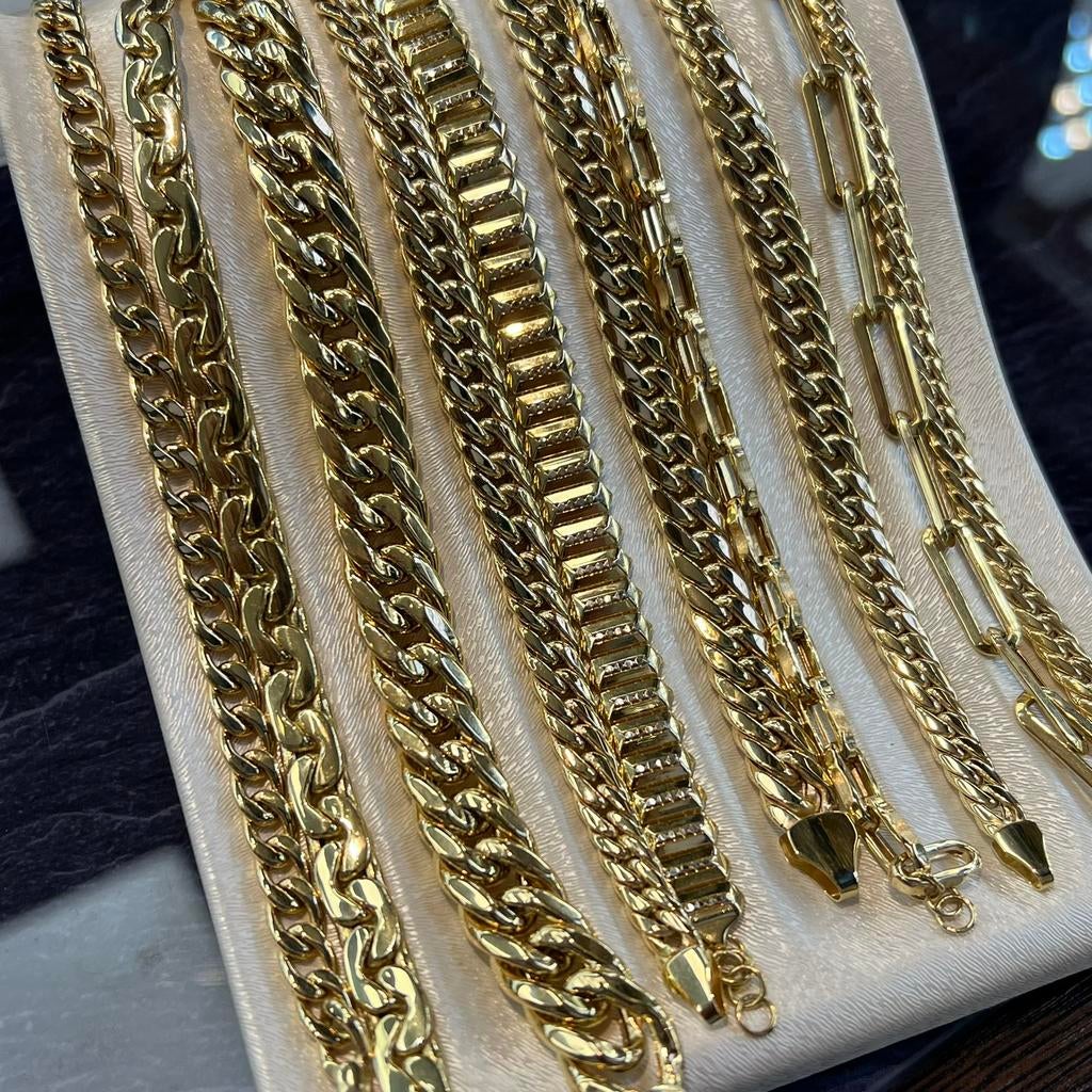 18 karaat gouden armbanden gourmet schakels, Ophalen of Verzenden, Zo goed als nieuw, Goud
