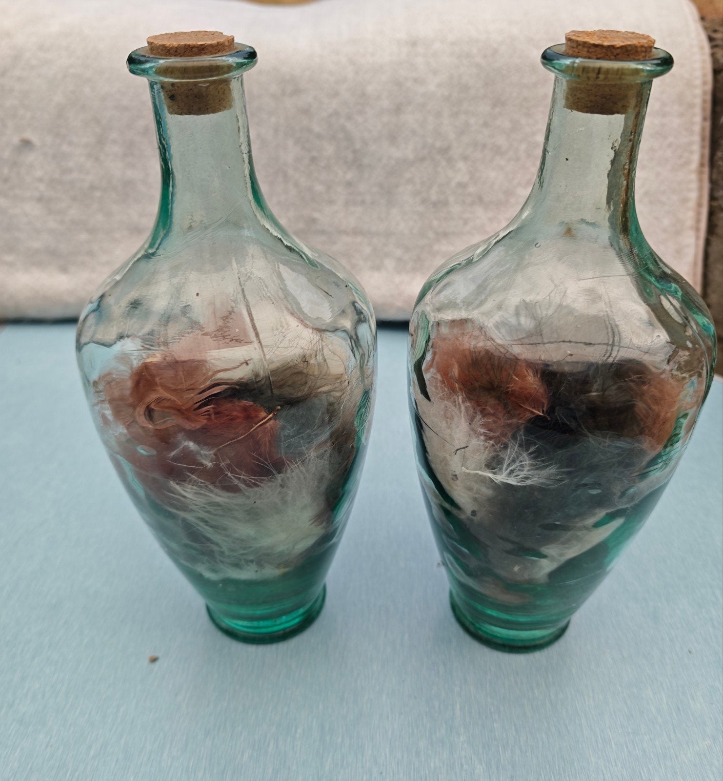 Decoratieve flessen met kurk en inhoud, Ophalen of Verzenden