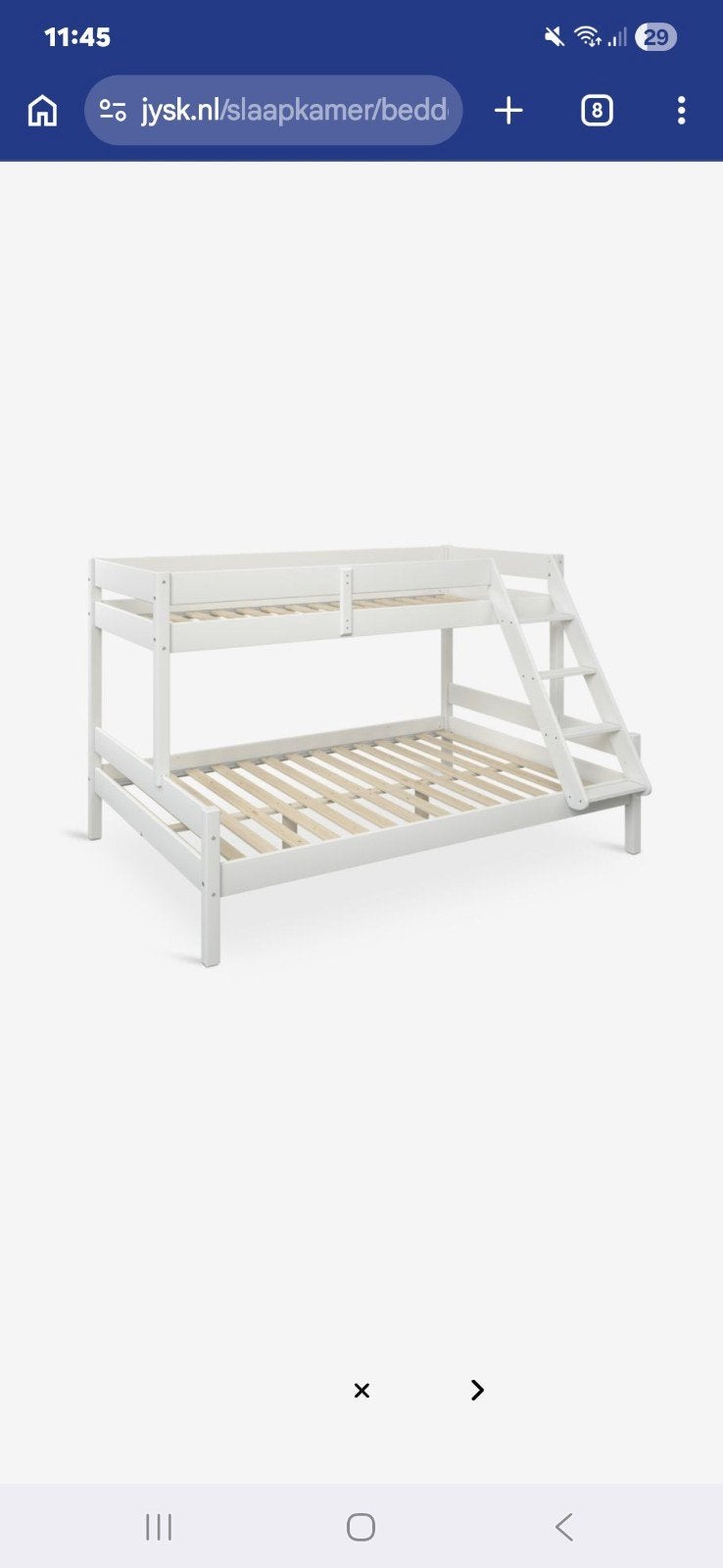 Wit stapelbed met brede trap - JYSK, Ophalen of Verzenden, Tweepersoons, 90 cm, Stapelbed