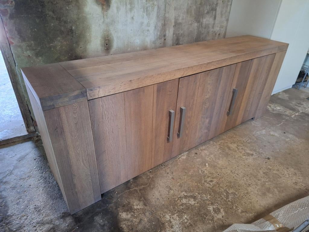 Massief eiken dressoir en eettafel, Ophalen, Gebruikt, 25 tot 50 cm