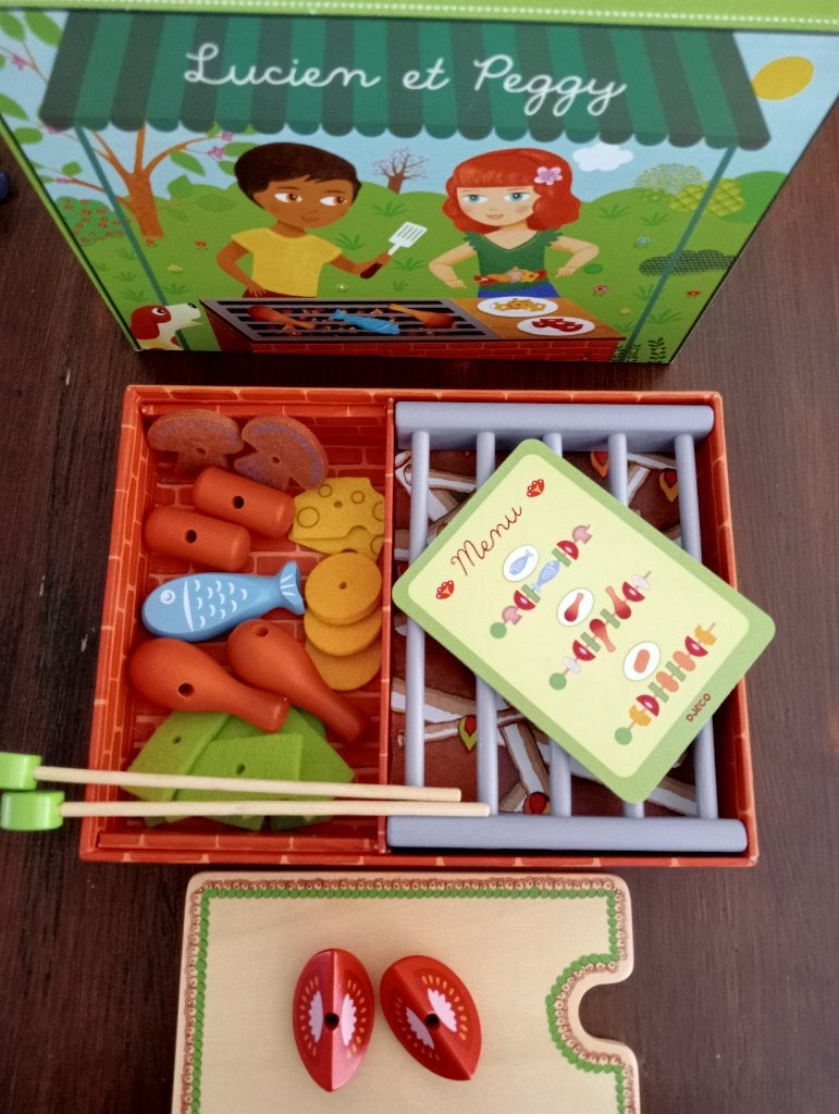 !! 💚 Djeco Houten Barbecue & Kistje Fruit 🧡 !!, Ophalen of Verzenden, Zo goed als nieuw, Overige typen