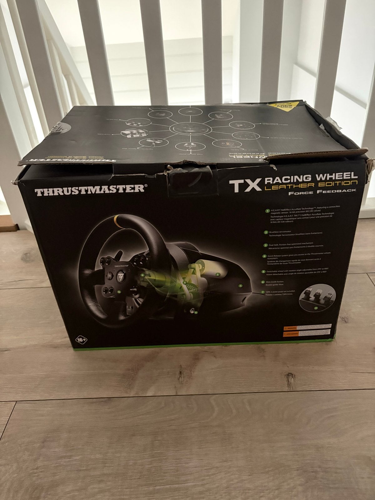 Thrustmaster TX Racing Wheel Leather Edition met wheelstand, Ophalen, Racestuur, Force feedback, Zo goed als nieuw