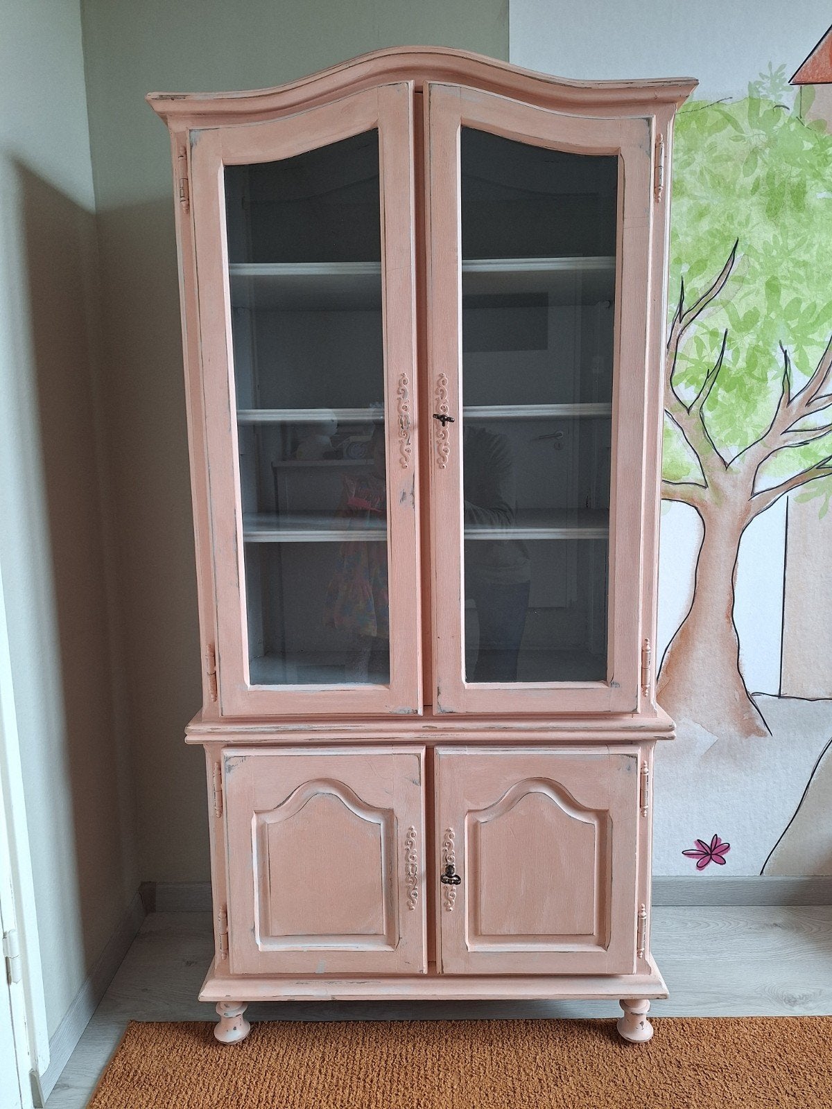 Roze brocante kast, Met deur(en), Zo goed als nieuw, 150 tot 200 cm, 25 tot 50 cm