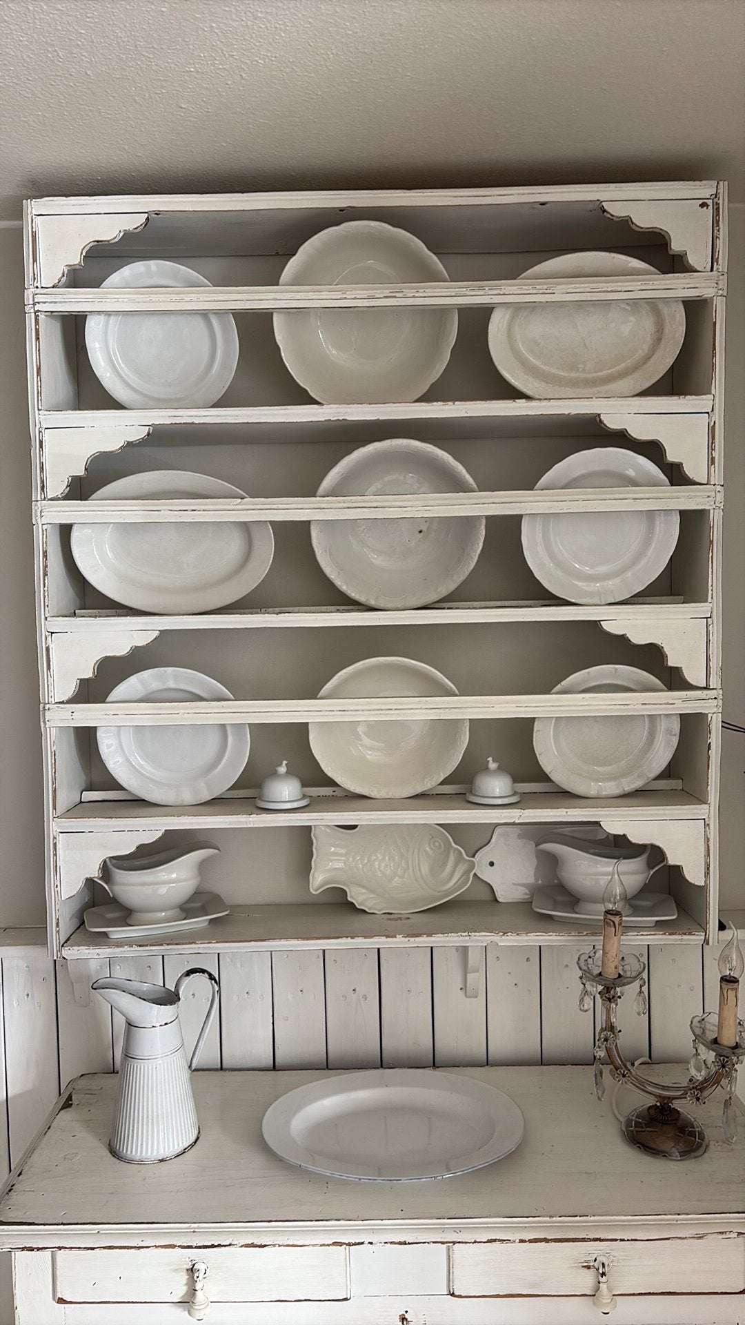 Oud brocante bordenrek, Ophalen