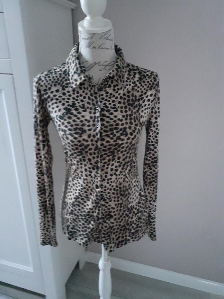Mooie jersey tijgerprint blouse, maat M, nieuwstaat., Maat 38/40 (M), H&M, Bruin, Ophalen of Verzenden