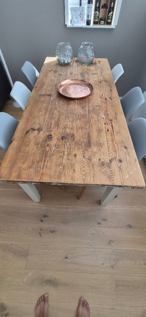 Grenen robuuste landelijke eettafel, Ophalen, Gebruikt, 50 tot 100 cm, Landelijk