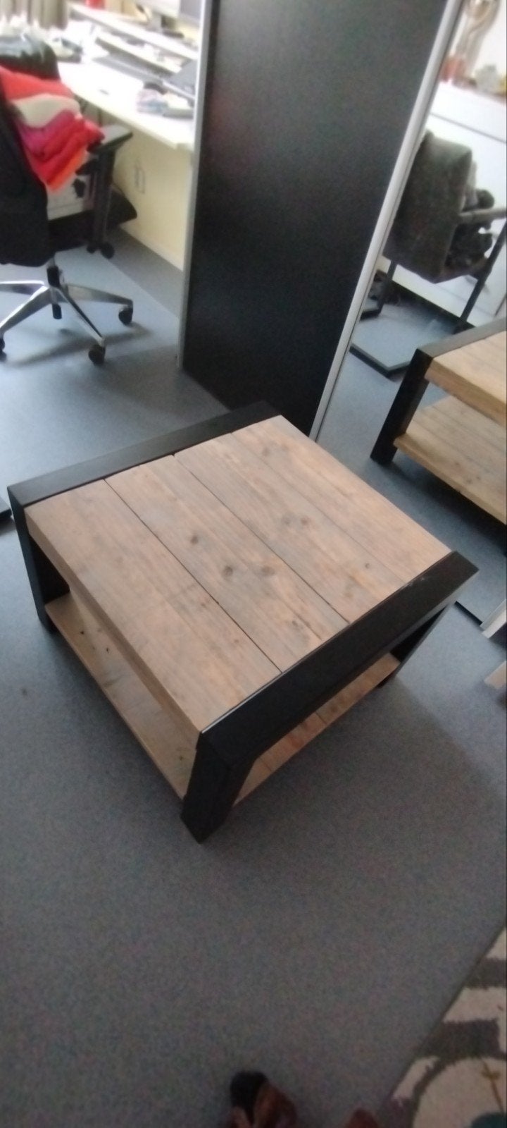 Hout en staal salontafel en tv meubel, Ophalen, 50 tot 100 cm, 50 tot 100 cm, Zo goed als nieuw