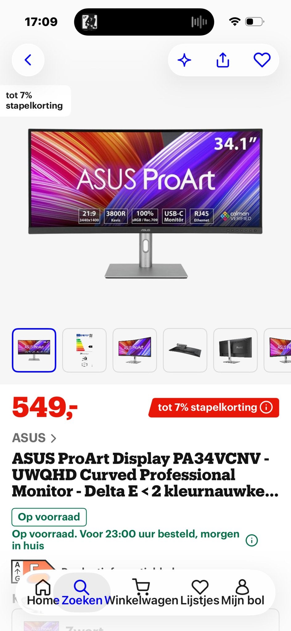 ASUS ProArt Display PA24VCNV - Scherm defect, Computers en Software, Gaming, IPS, ., Curved