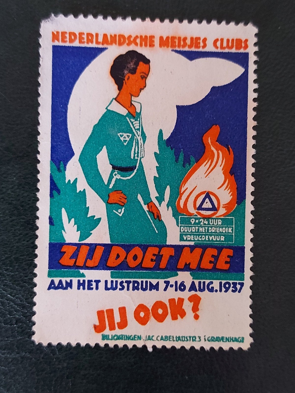 Sluitzegel Ned. Meisjes Clubs 1937 - Driehoekmeisjes, Verzamelen, Ophalen of Verzenden, Gebruikt