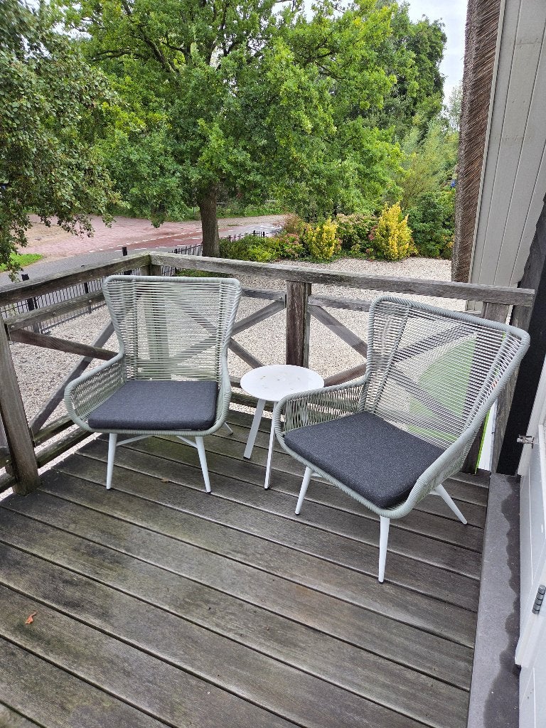 Tuinstoeltjes met kussens, Ophalen, Gebruikt, Kunststof