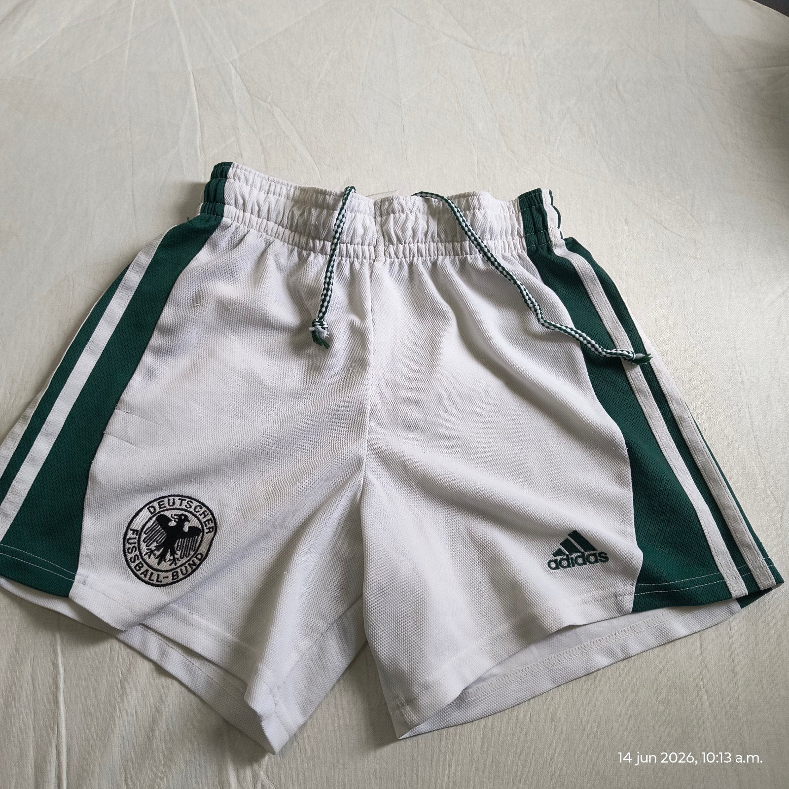 Adidas Duitsland Voetbal Shorts Vintage Stijl junior maat, Wit, Ophalen of Verzenden, Adidas, Voetbal