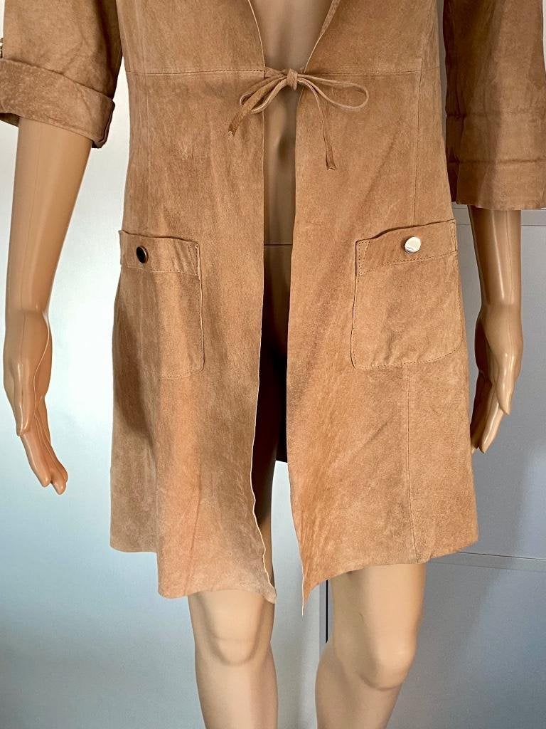 J115 Rino & Pelle mt. 36=S echt-leren lang jasje vest blazer, Beige, Ophalen of Verzenden, Zo goed als nieuw, Jasje