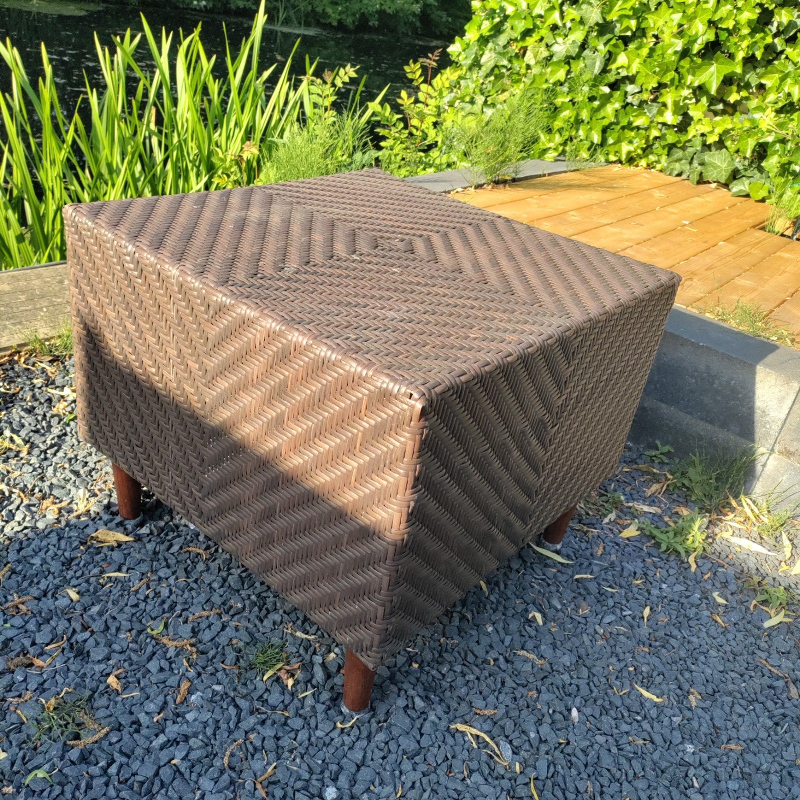 Lage tuintafel van wicker, Tuin en Terras, Tuintafels, Ophalen, Gebruikt, Vierkant, Wicker