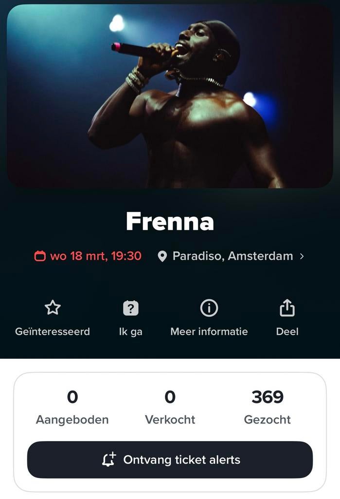 6 tickets Frenna @Paradiso te koop, Tickets en Kaartjes, Drie personen of meer