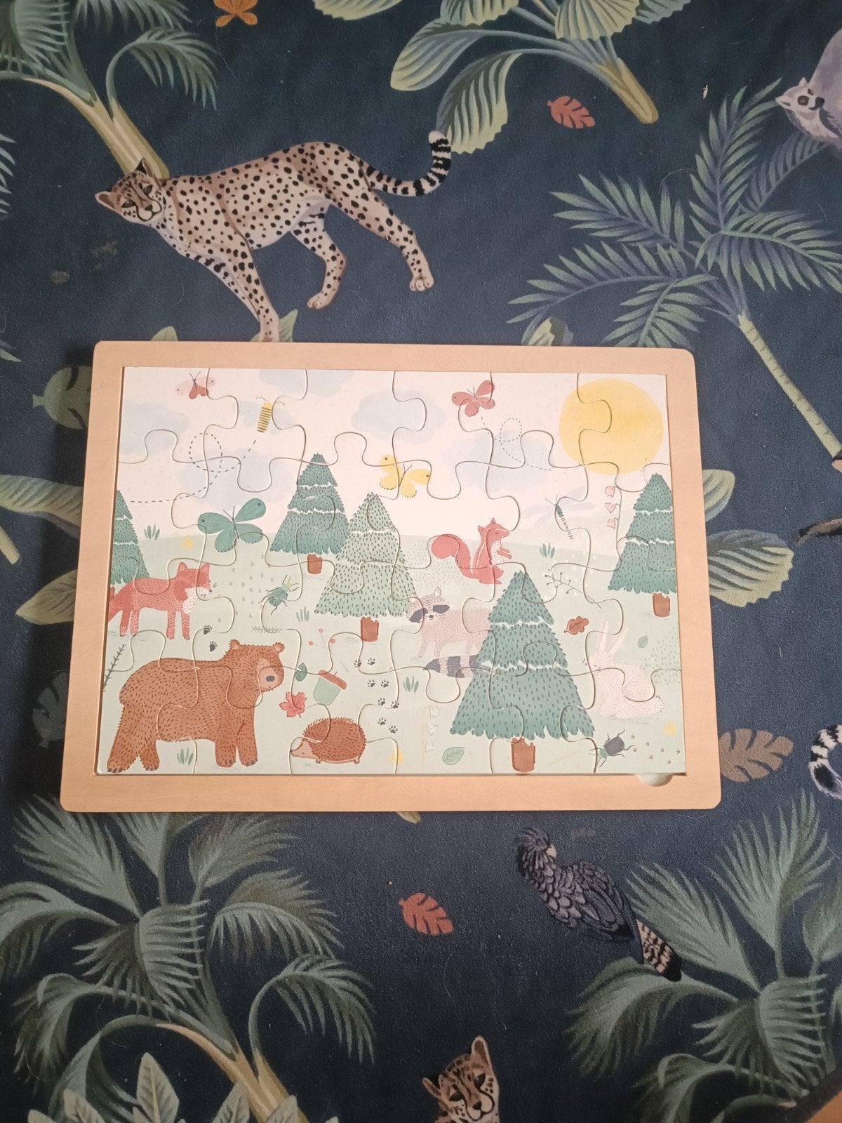 Dille & Kamille houten puzzel met bosdieren, Ophalen, 2 tot 4 jaar, Gebruikt, 10 tot 50 stukjes