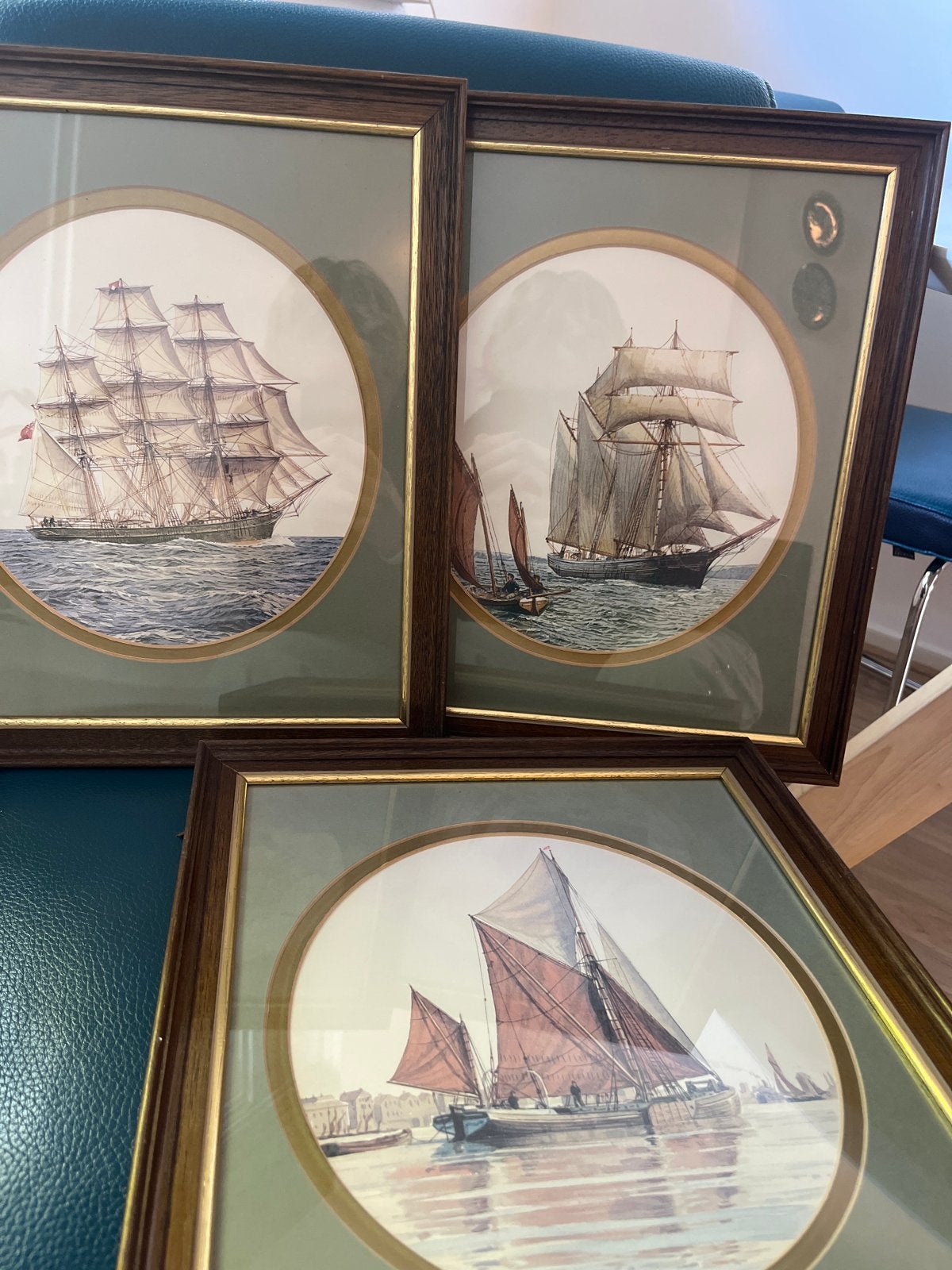 3 Oude Botenschilderijen in Lijst - Maritieme Kunst, Maritiem / water, Achter glas, Ophalen of Verzenden, Klassiek