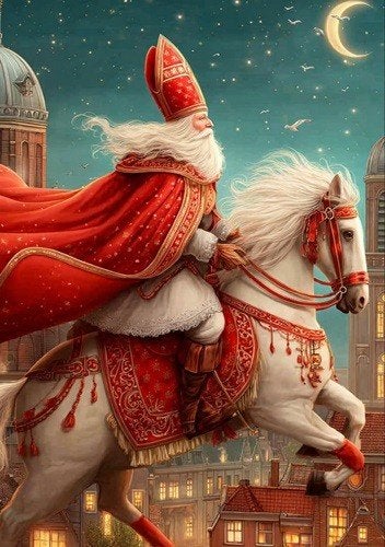 sinterklaas op zijn paard op het dak.afm. 15 x 10,5, Orderchamp, Orderchamp, Nieuw, Orderchamp