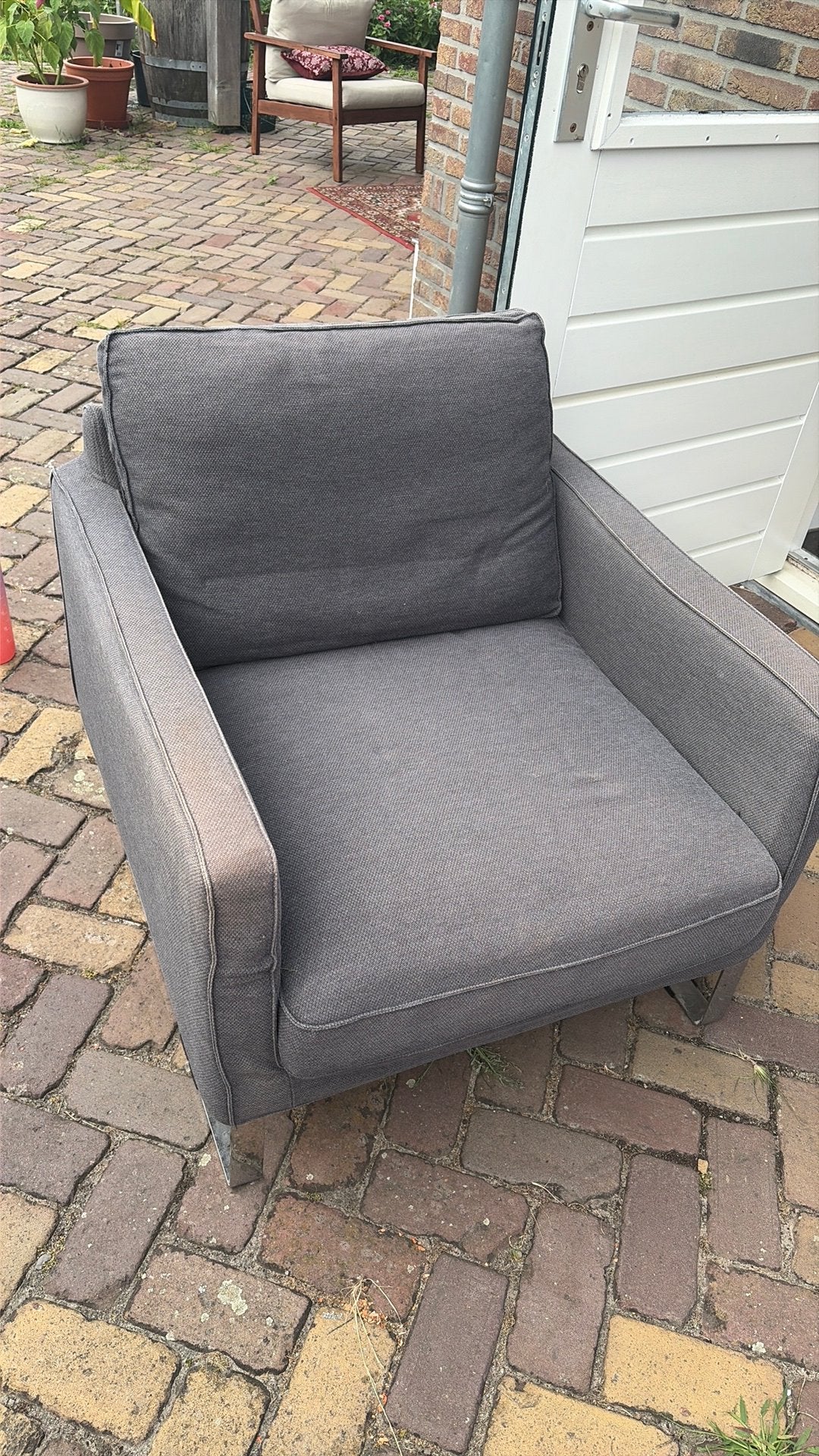 Fauteuil grijs woonkamer gratis, Ophalen, Gebruikt, Eenpersoons, 75 tot 100 cm