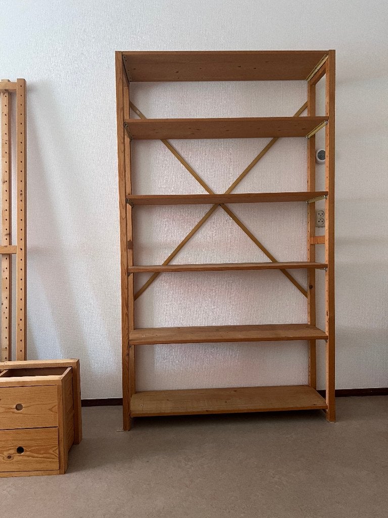 Grenenhouten boekenkasten met lades en planken, Huis en Inrichting, Kasten | Boekenkasten, Ophalen, Met plank(en), Gebruikt, 100 tot 150 cm