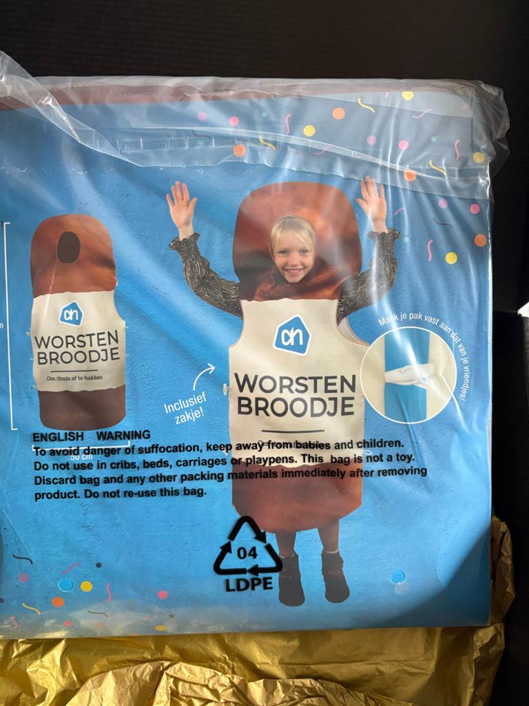 Nieuwe AH Carnavals Pakken Hamster&Worstenbroodje (6-12 ja, Ophalen of Verzenden, Nieuw, 134 t/m 140, Jongen of Meisje