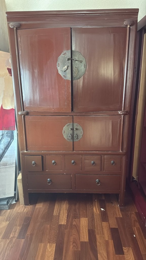 BUITENKANSJE : MOOIE CHINESE  (BRUID) KAST KLEUR COGNAC, Ophalen, Zo goed als nieuw, Minder dan 150 cm, Minder dan 100 cm