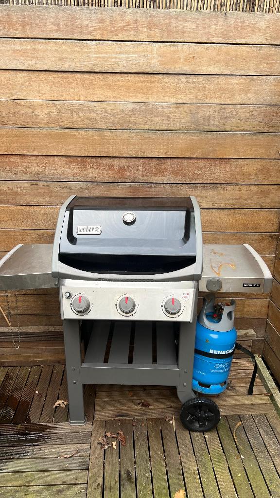 Weber Spirit II BBQ + gasfles |  BBQ + gas + cover, Ophalen, Gebruikt, Weber