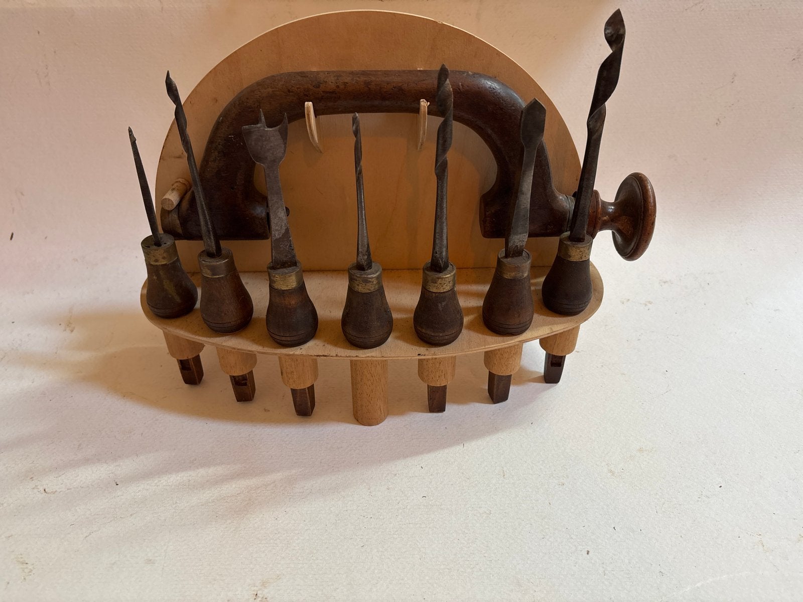 Antieke handboor set met diverse boren, Antiek en Kunst, Ophalen of Verzenden