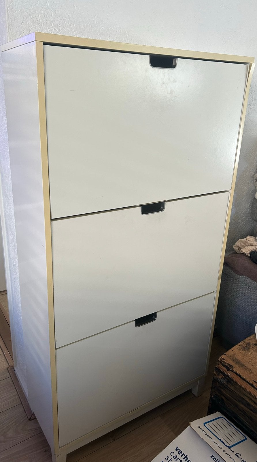 Witte ikea schoenenkast met 3 vakken, Ophalen, Gebruikt