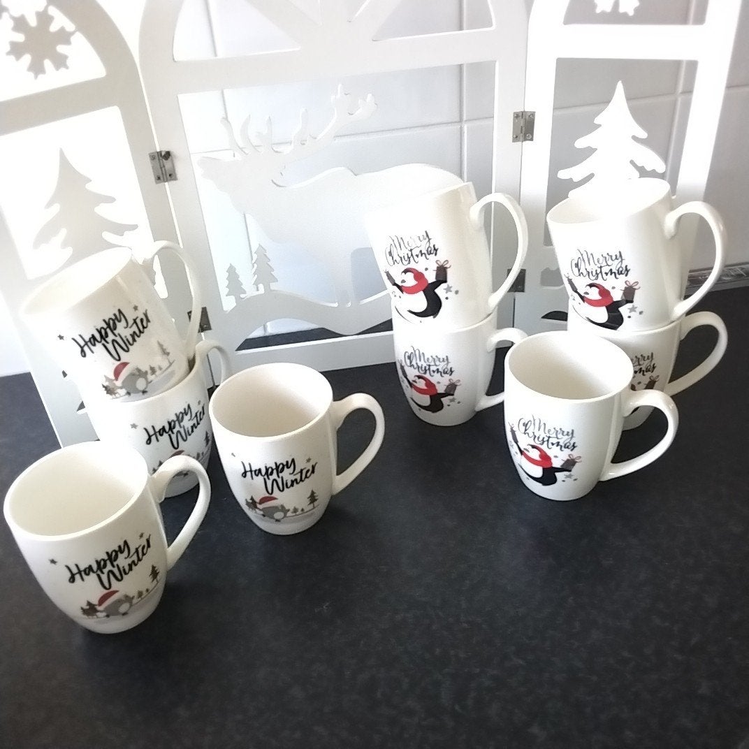9 leuke ( kerst) mokken, Huis en Inrichting, Ophalen of Verzenden, Zo goed als nieuw, Overige stijlen, Kop(pen) en/of Schotel(s)
