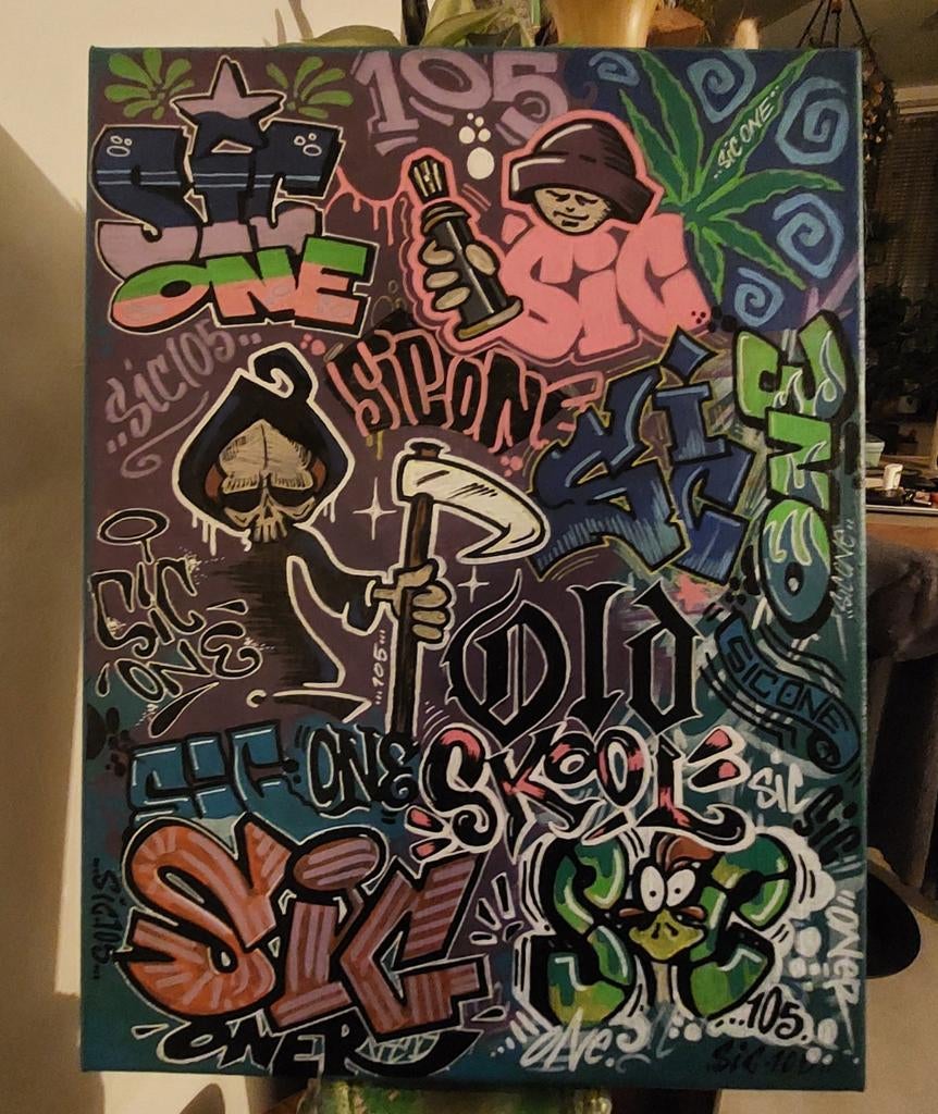 Graffiti schilderij kunst graffitie, Ophalen of Verzenden