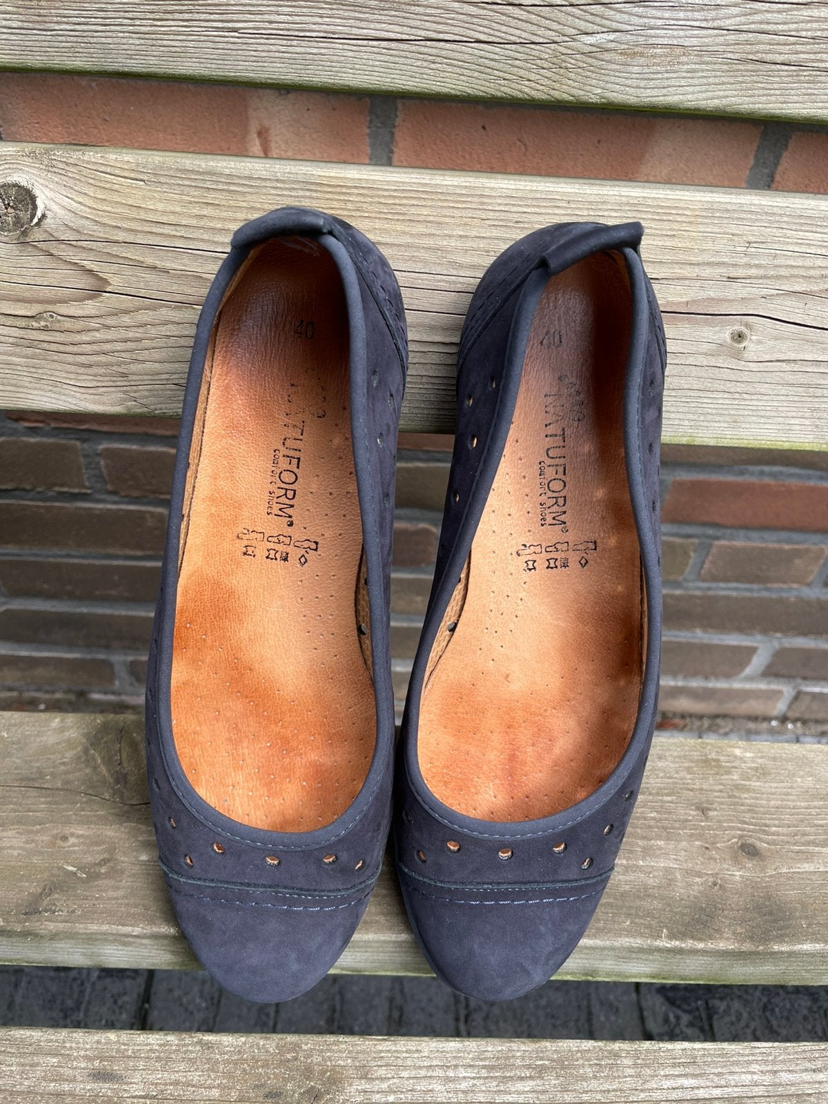 Natuform donkerblauwe suède  ballerina’s maat 40, Kleding | Dames, Verzenden, Zo goed als nieuw, Blauw