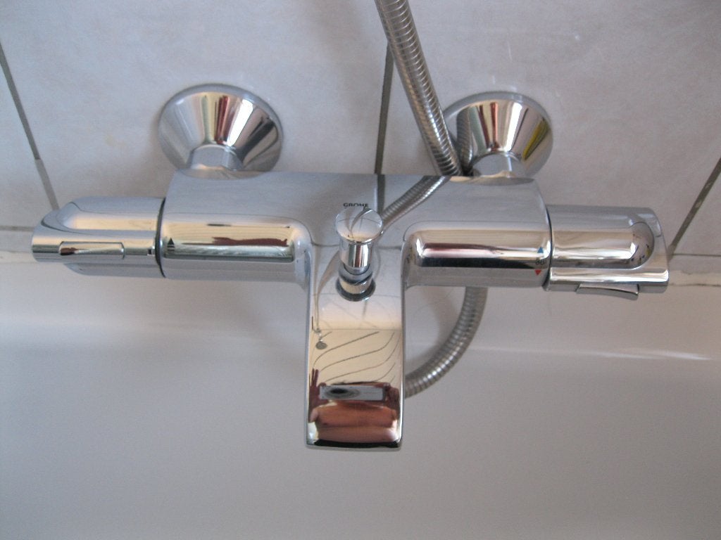 Thermostatische kraan bad + douche Grohe., Ophalen, Rvs, Kraan