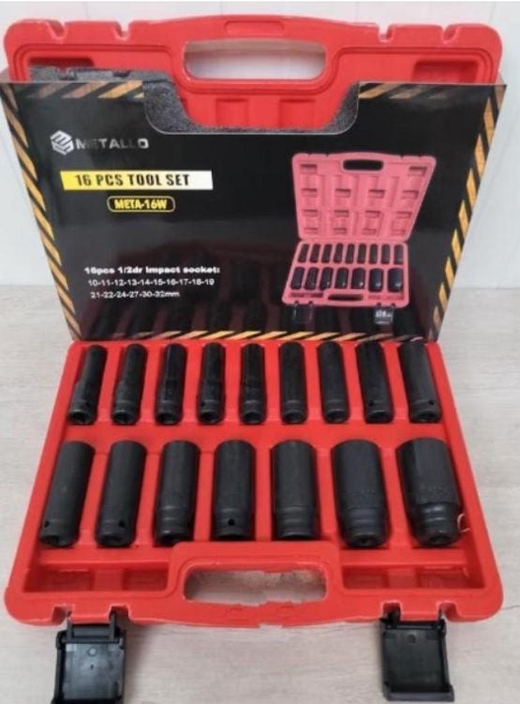 Metallo krachtdoppenset 18 delig extra sterk Nieuw!!, Auto diversen, Autogereedschap, Ophalen, Adres, Nieuw, Het