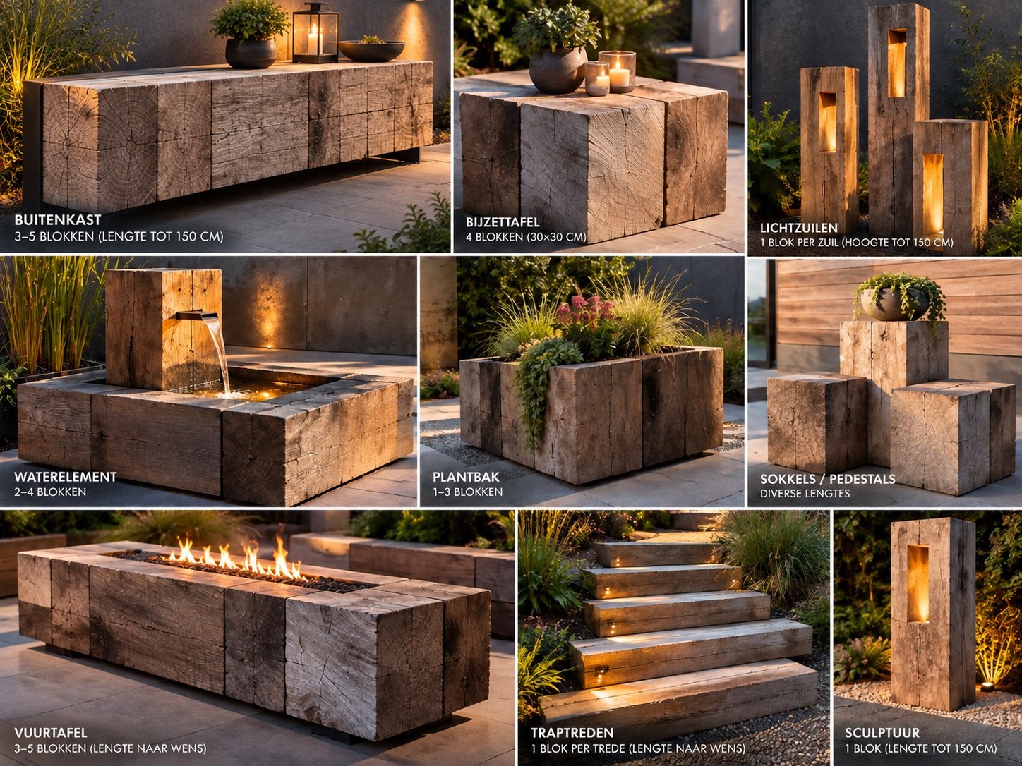 Hardhouten blokken 30x30cm, diverse lengtes tot 1.5m, Doe-het-zelf en Verbouw, Ophalen, Gebruikt, 50 mm of meer, Balk
