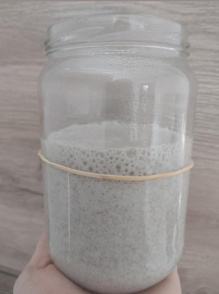 Zuurdesem starter biologisch van roggemeel, Ophalen